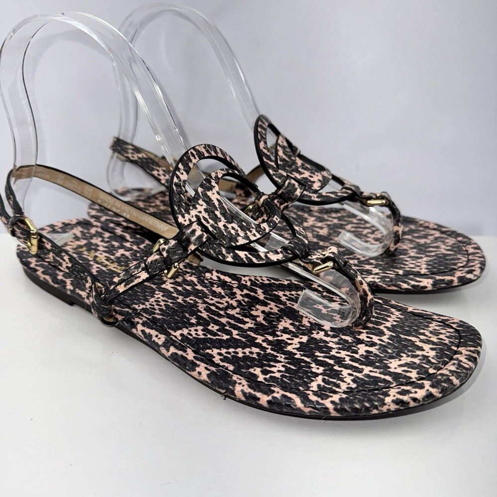 COACH Jeri Thong Sandals Snake-embossed Leather Sz 8 B